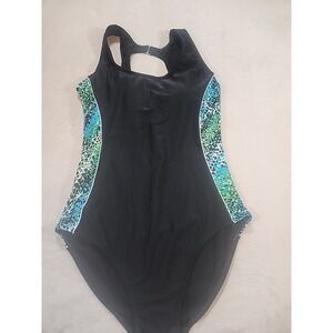 Women's Catalina One Piece Swimsuit Size XL (16/18) Jet Black W/Bright Sides